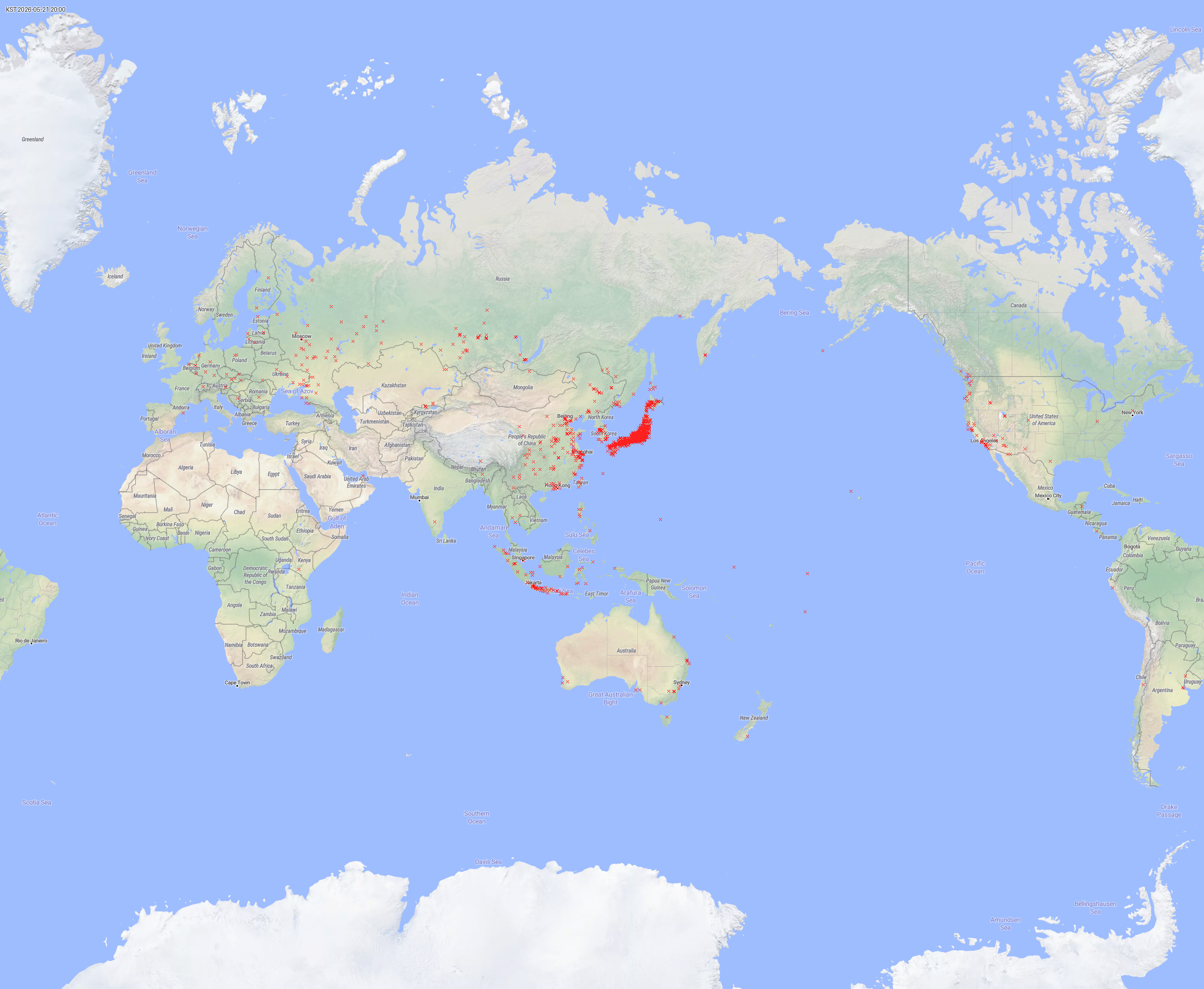 PSK Reporter map for DANTEKR
